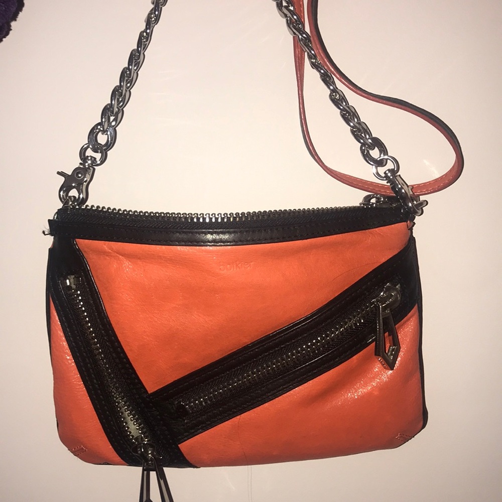 Botkier Black and Orange Moto Crossbody